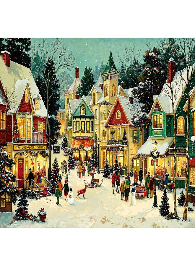 lamplig Christmas Puzzles for Adults 1000 Pieces, Winter Holiday Snow Town, 1000 Piece Puzzle for Adults Seniors, Christmas Vacation Jigsaw Puzzles with Letters on Back, Fun Gifts Decor, 1:1 Poster - Image 1